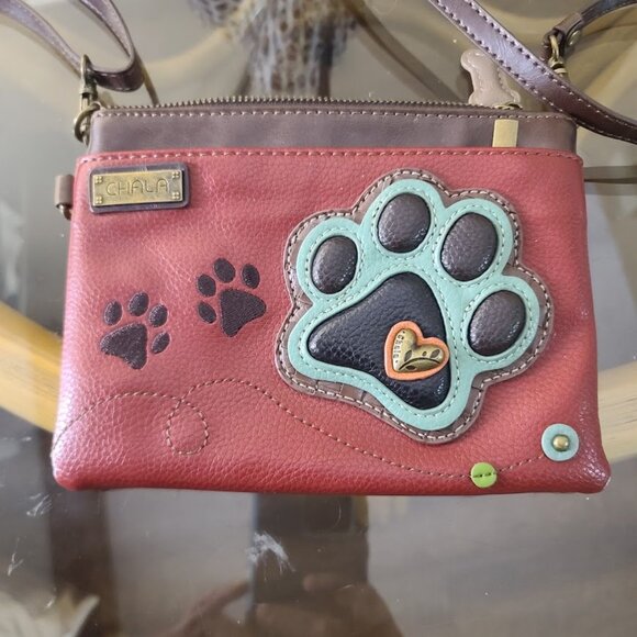 CHALA Paw Print Collection Mini Cross Body Bag (Burgundy) - Picture 9 of 10